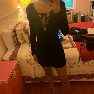 Lulus black dress with tie up